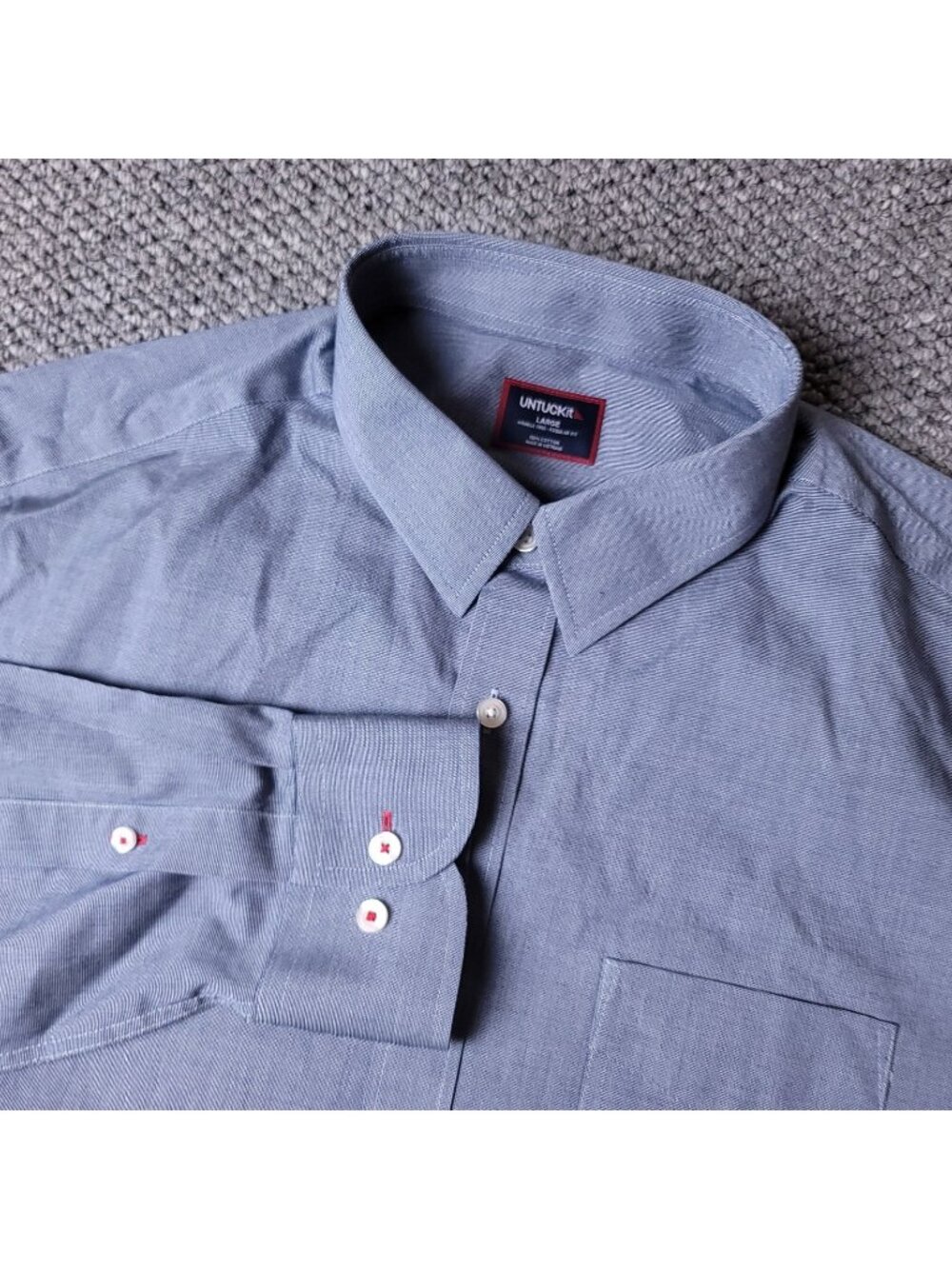 UNTUCKit Shirt Mens L Large Blue Gray Button Long Sleeve Cotton